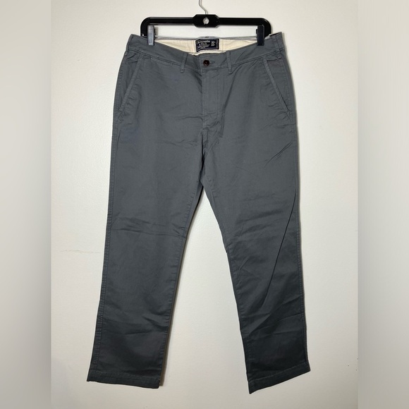 NWT Abercrombie and Fitch Pants Men’s‎ 32/30  Kennan Straight Gray Office Preppy - Picture 1 of 8